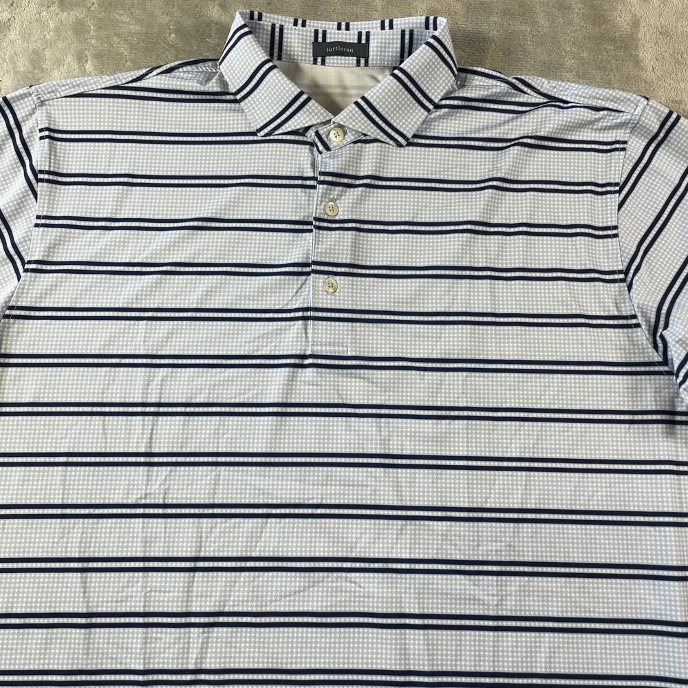 Turtleson Polo Shirt Mens XL Blue Striped Golf Stretch Lightweight Preppy Casual - Picture 3 of 9